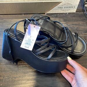 90’s style black platform sandals NEW WITH TAGS